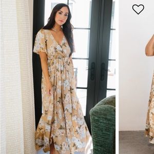 Baltic Born Sicily Satin Maxi Dress in Warm Taupe M